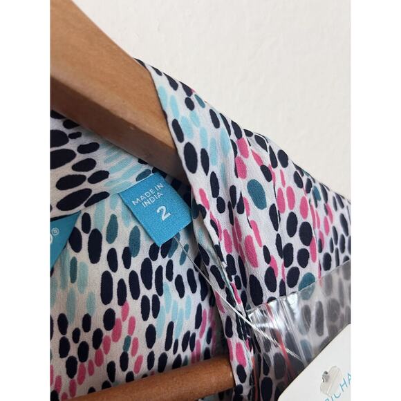 NWT Tori Richard Honolulu Paulina Women’s Sz 2 Multicolor Dot Sleeveless Dress - Picture 8 of 9